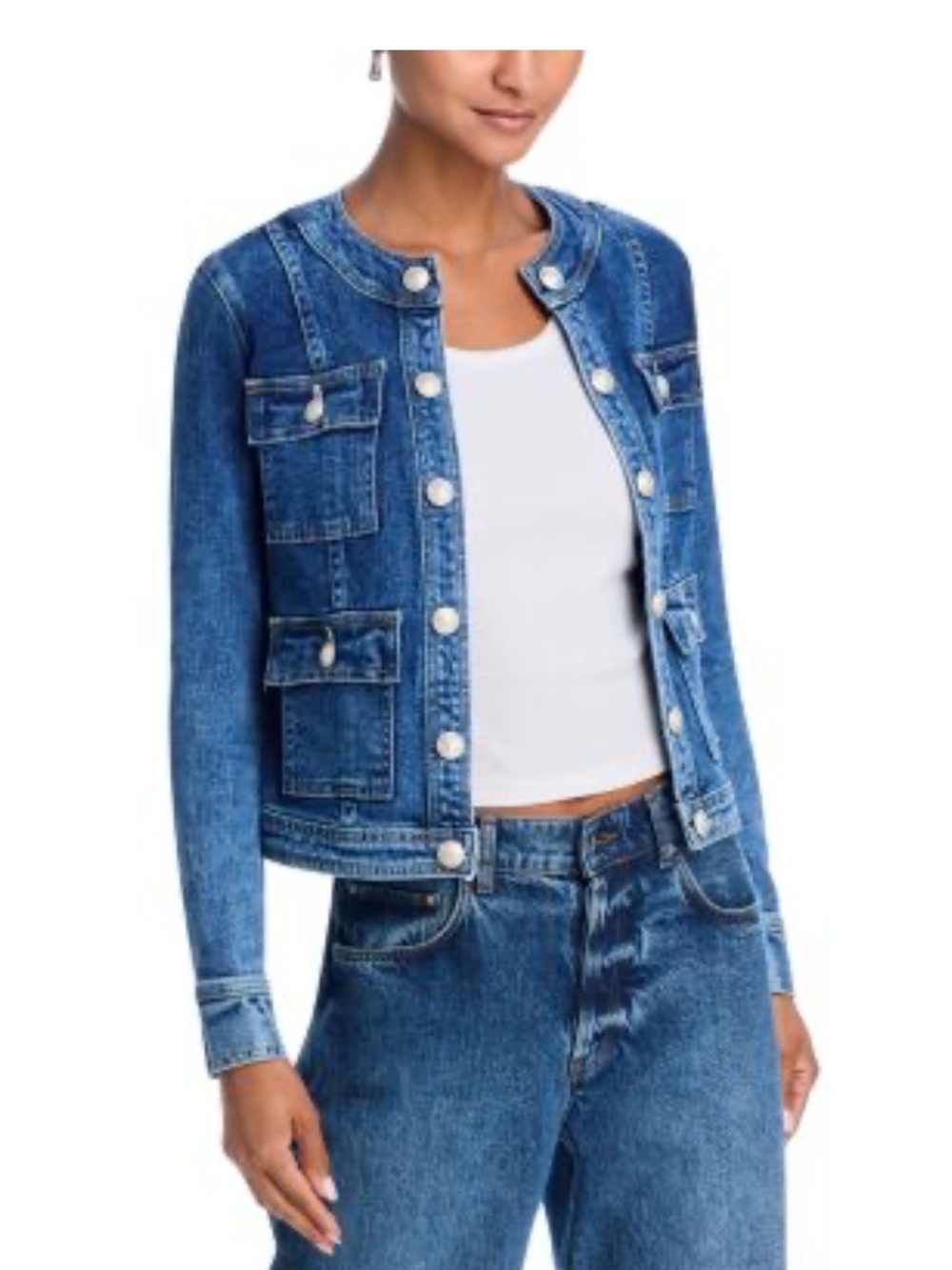 Lagence NEW Yari Collarless Jacket Apollo Jean Open Front Designer Sz L $425